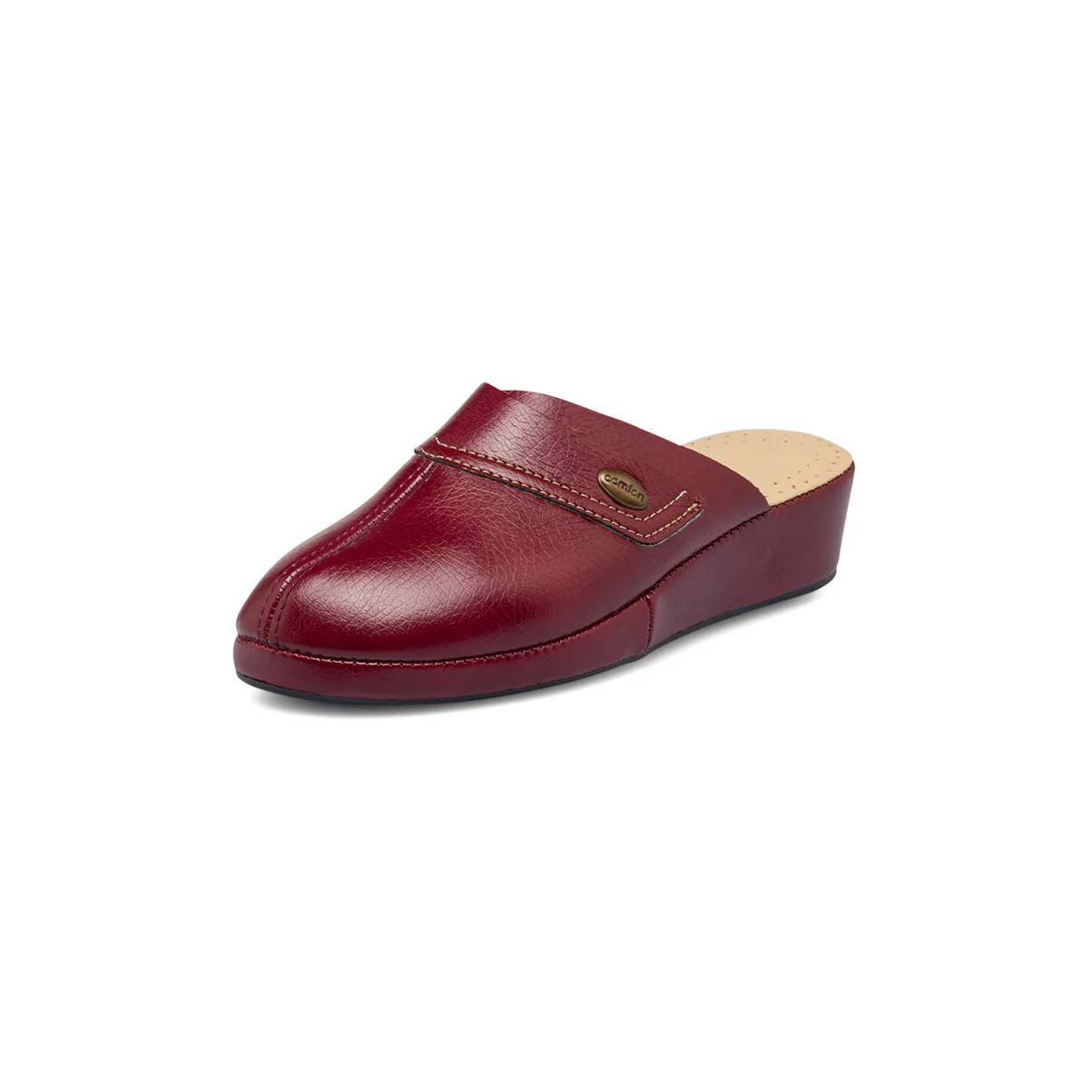 Pantofole rosso bordeaux da donna con sottopiede in pelle StilRosa - Image 2