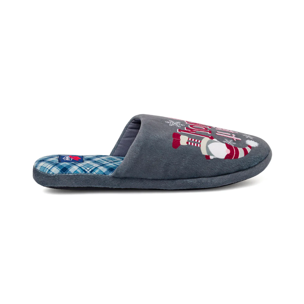 Pantofole uomo grigie Griff in Tessuto con Gnomo e scritta Let it Snow - Image 2