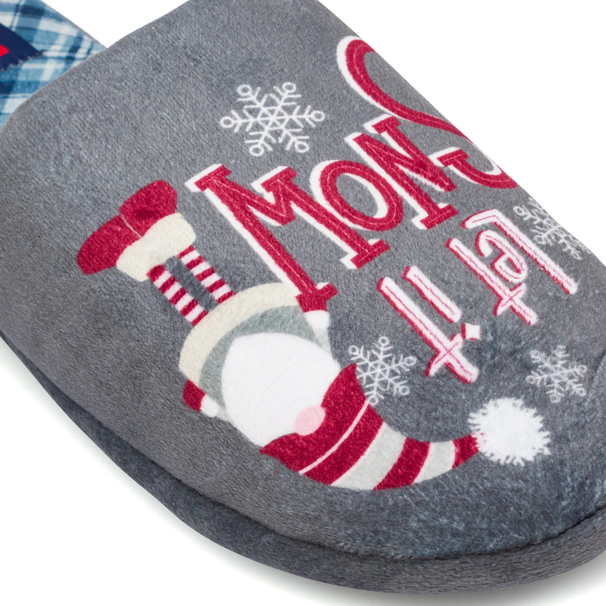 Pantofole uomo grigie Griff in Tessuto con Gnomo e scritta Let it Snow - Image 6