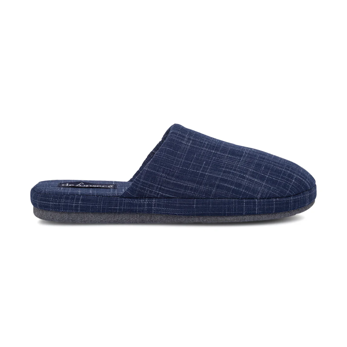 Pantofole Uomo in Tessuto Blu con Trama Melangiata De Fonseca