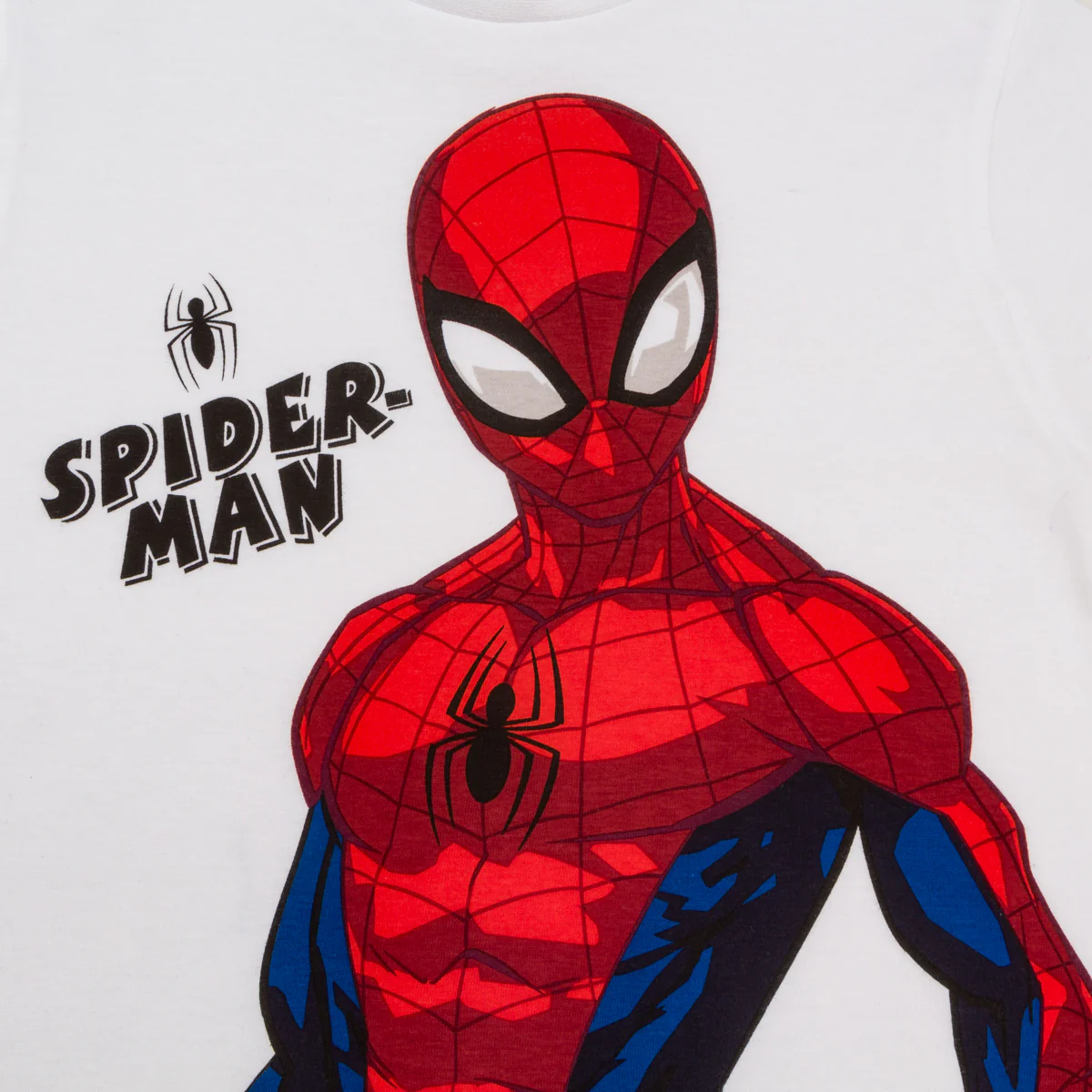 Pigiama corto bianco e blu da bambino con stampa Spiderman Marvel - Image 3