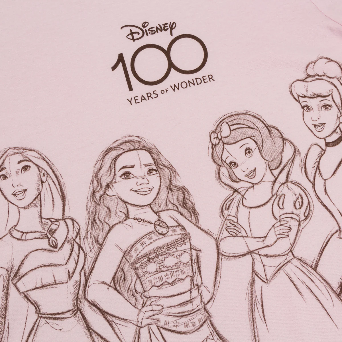Pigiama corto rosa e verde menta da bambina con stampa principesse Disney - Image 5