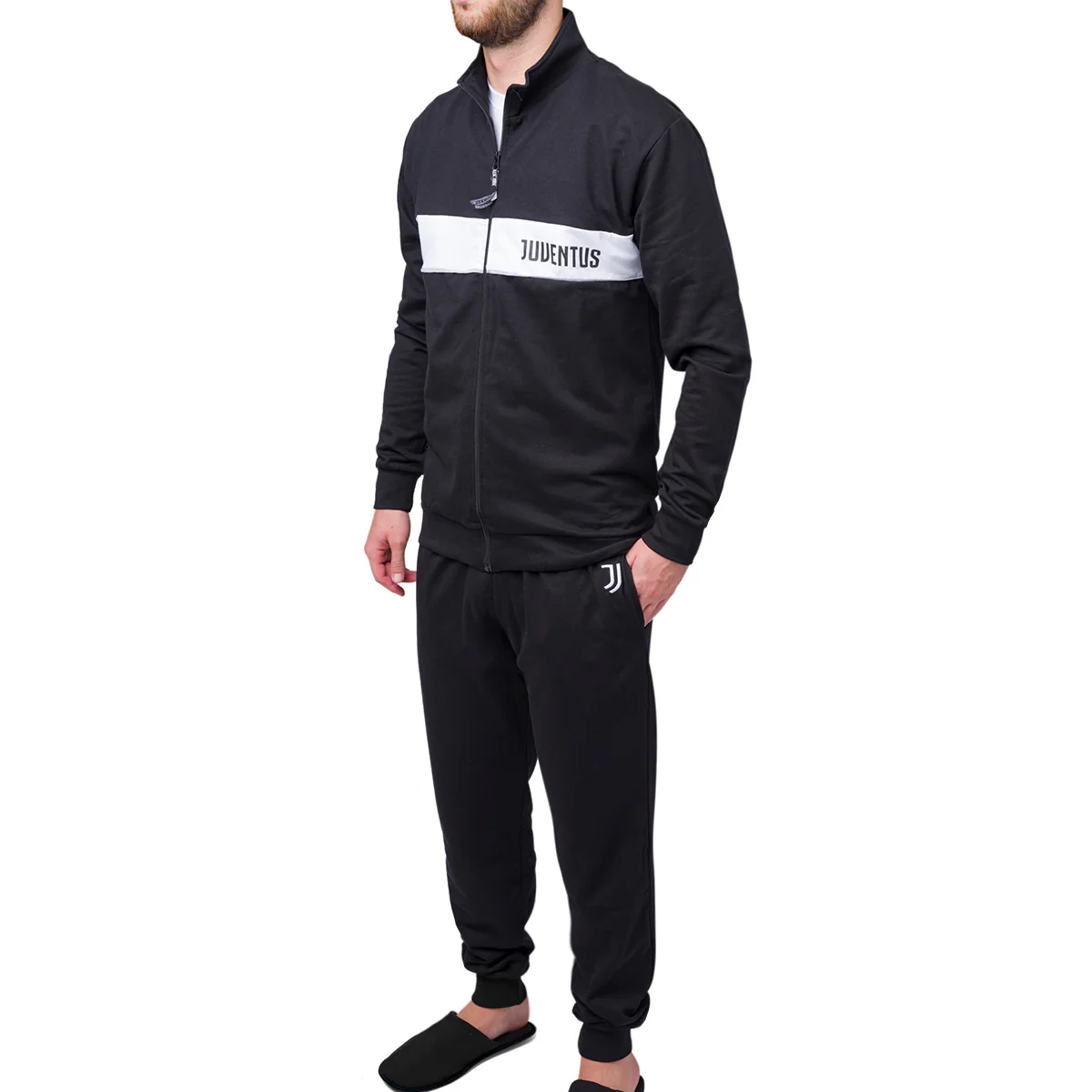 Pigiama invernale da uomo nero e bianco con logo Juventus