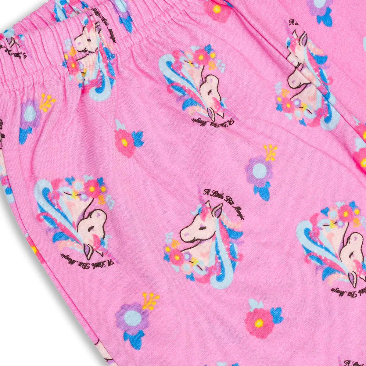 Pigiama natalizio da bambina bianco e rosa con stampa unicorno - Image 3