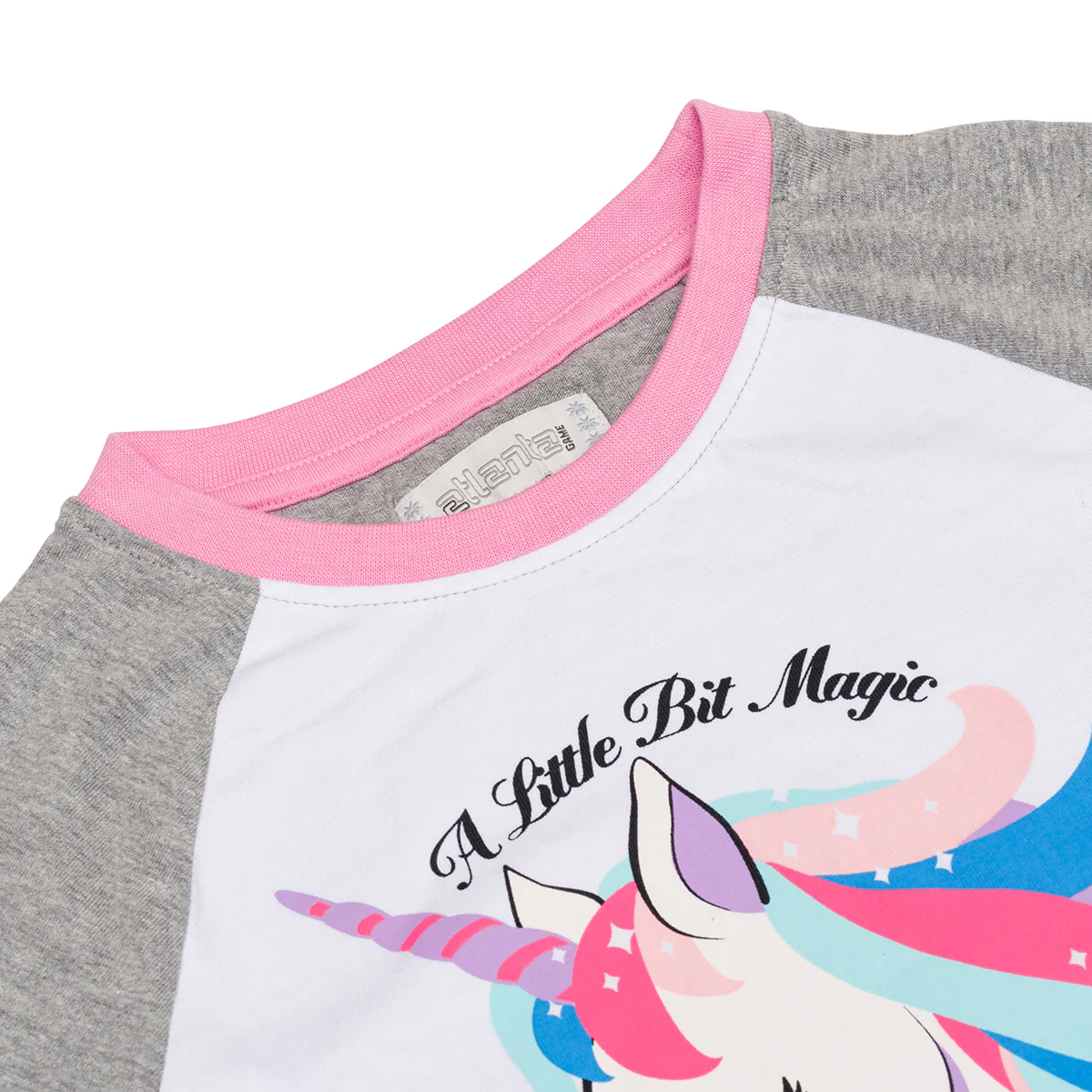 Pigiama natalizio da bambina bianco e rosa con stampa unicorno - Image 9