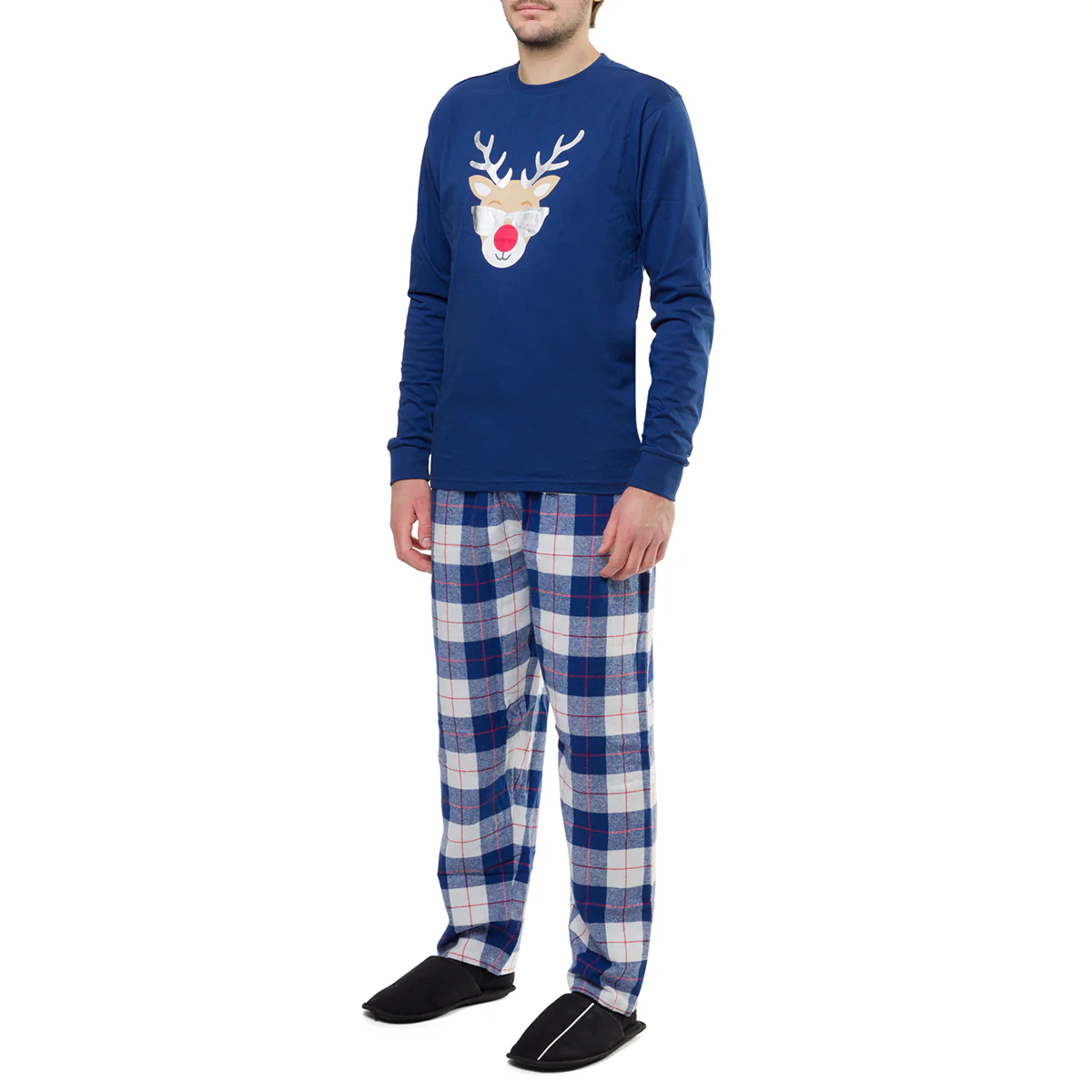 Pigiama natalizio da uomo blu con renna - Image 4