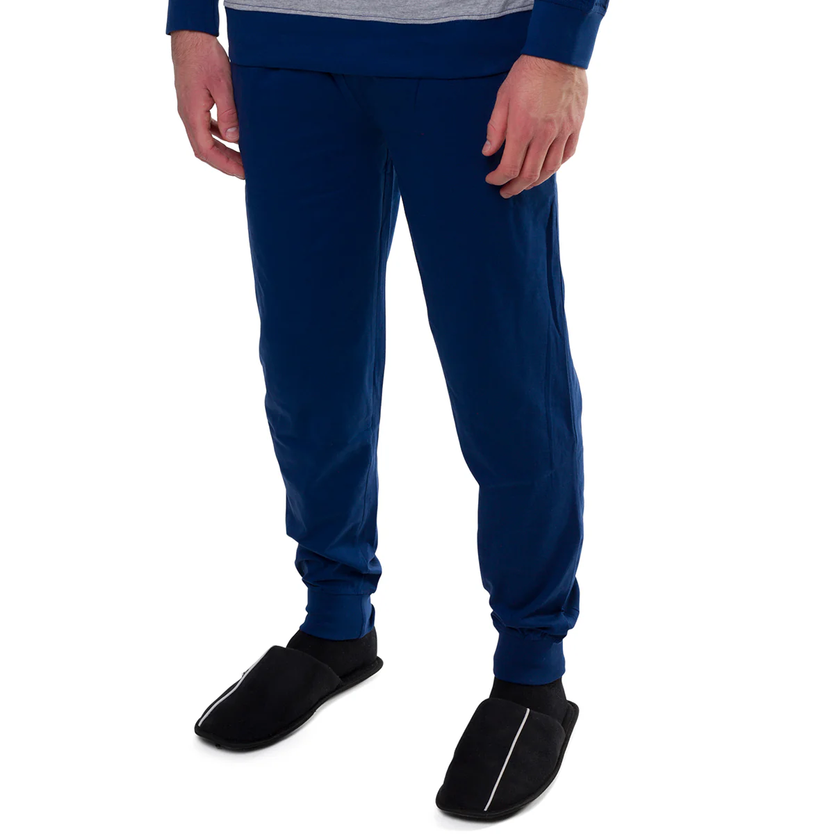 Pigiama natalizio grigio e blu da uomo con stampa - Image 4