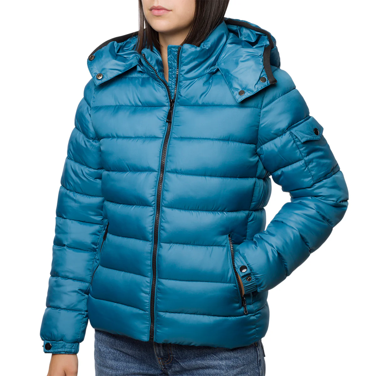 Piumino azzurro da donna con chiusura a zip Lora Ferres
