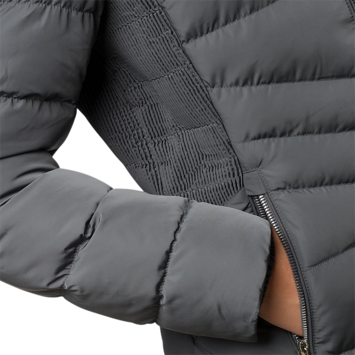 Piumino lungo grigio da donna con zip Lora Ferres - Image 3