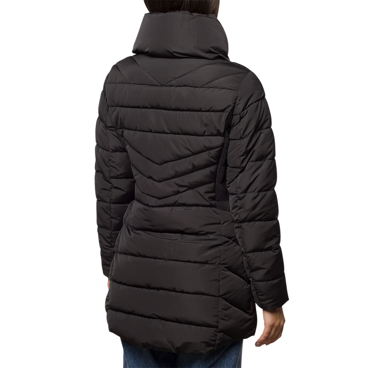 Piumino lungo nero da donna con zip Lora Ferres - Image 2