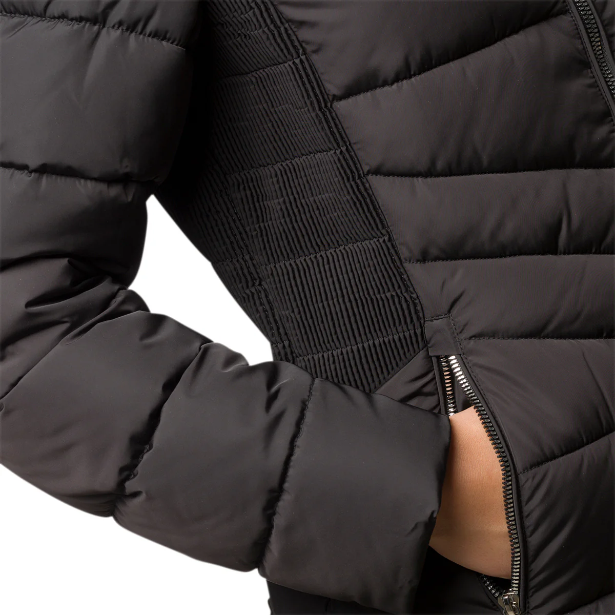 Piumino lungo nero da donna con zip Lora Ferres - Image 3