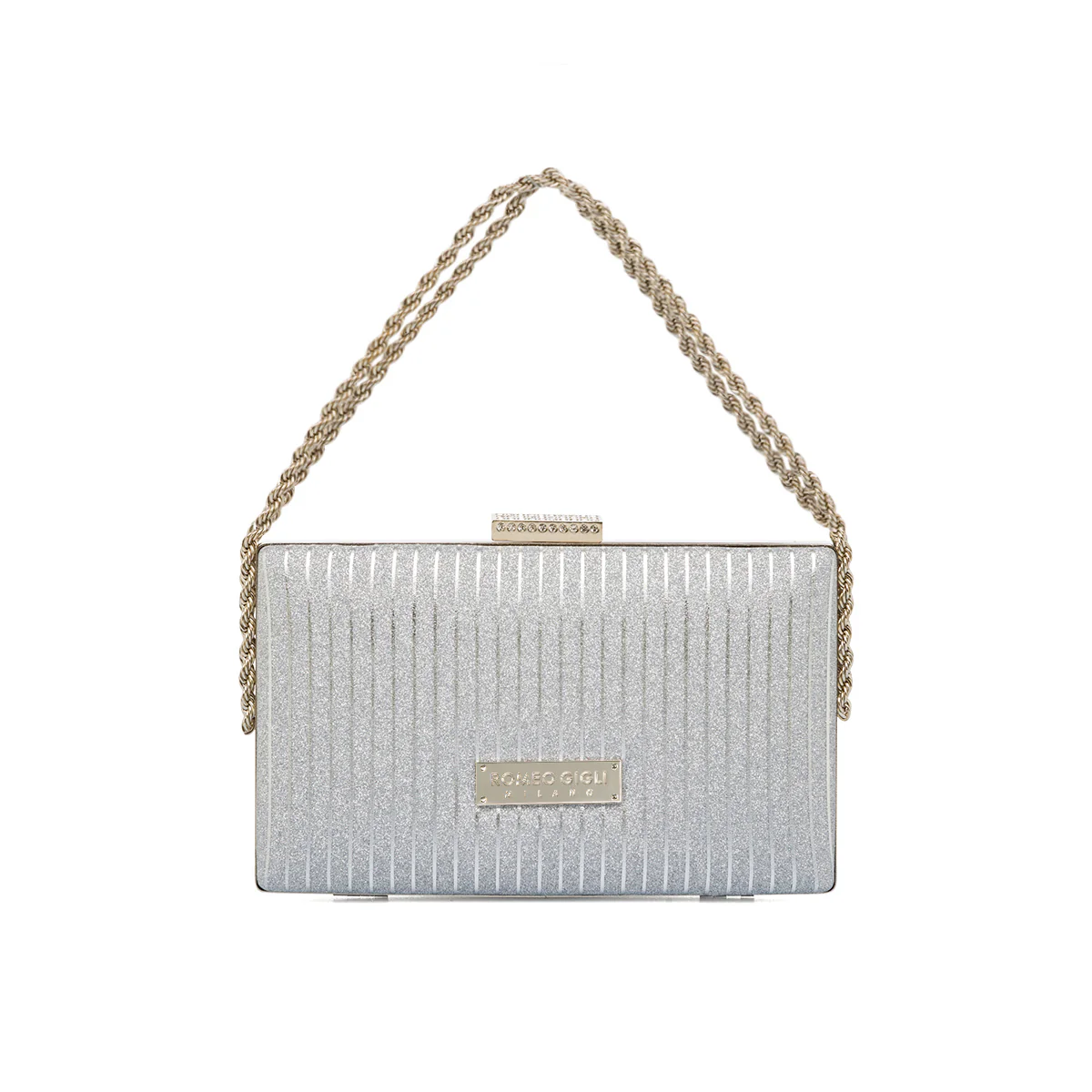 Pochette argento da donna con glitter Romeo Gigli Kamila