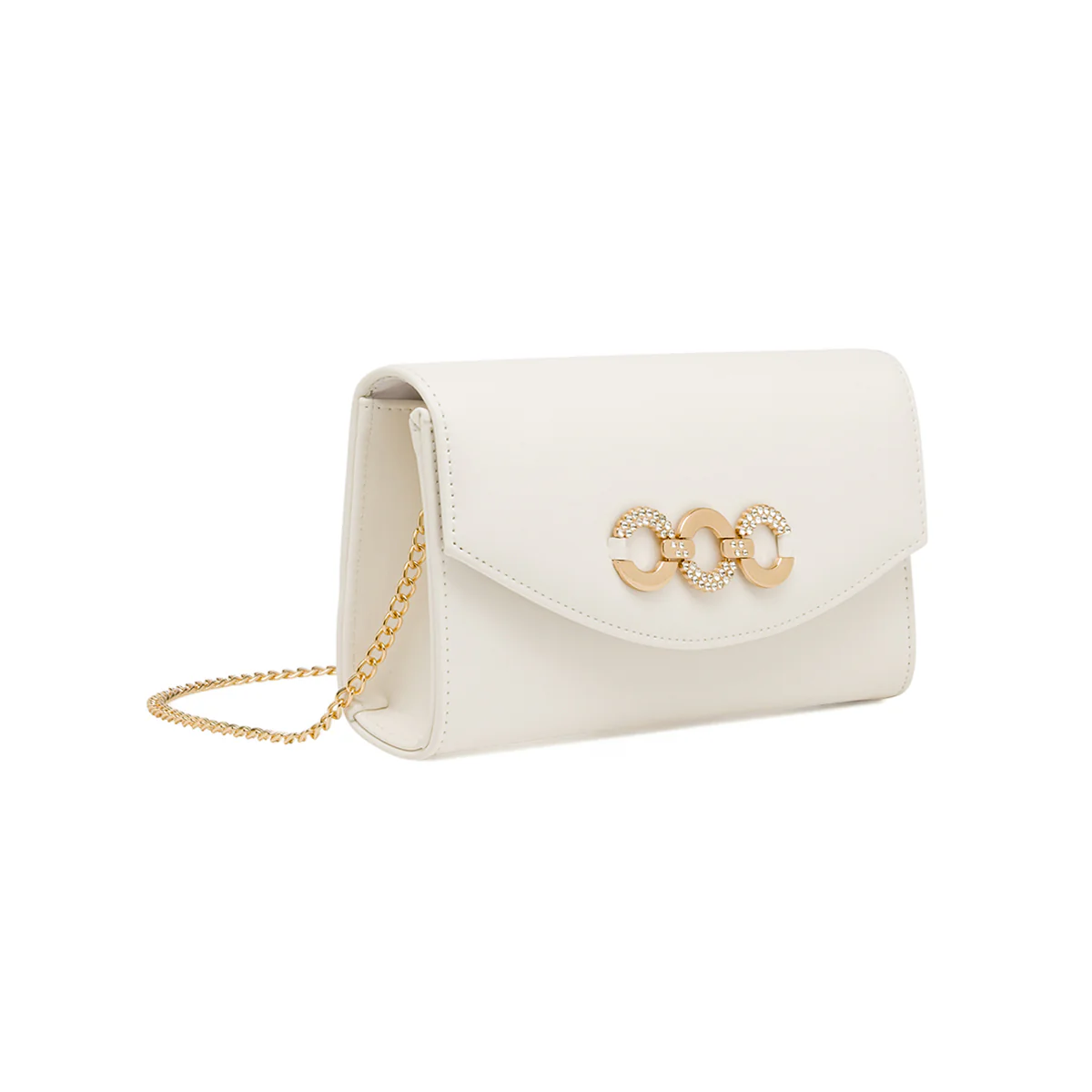 Pochette Bianca da Donna con fibbia gioiello e tracolla Lora Ferres - Image 3