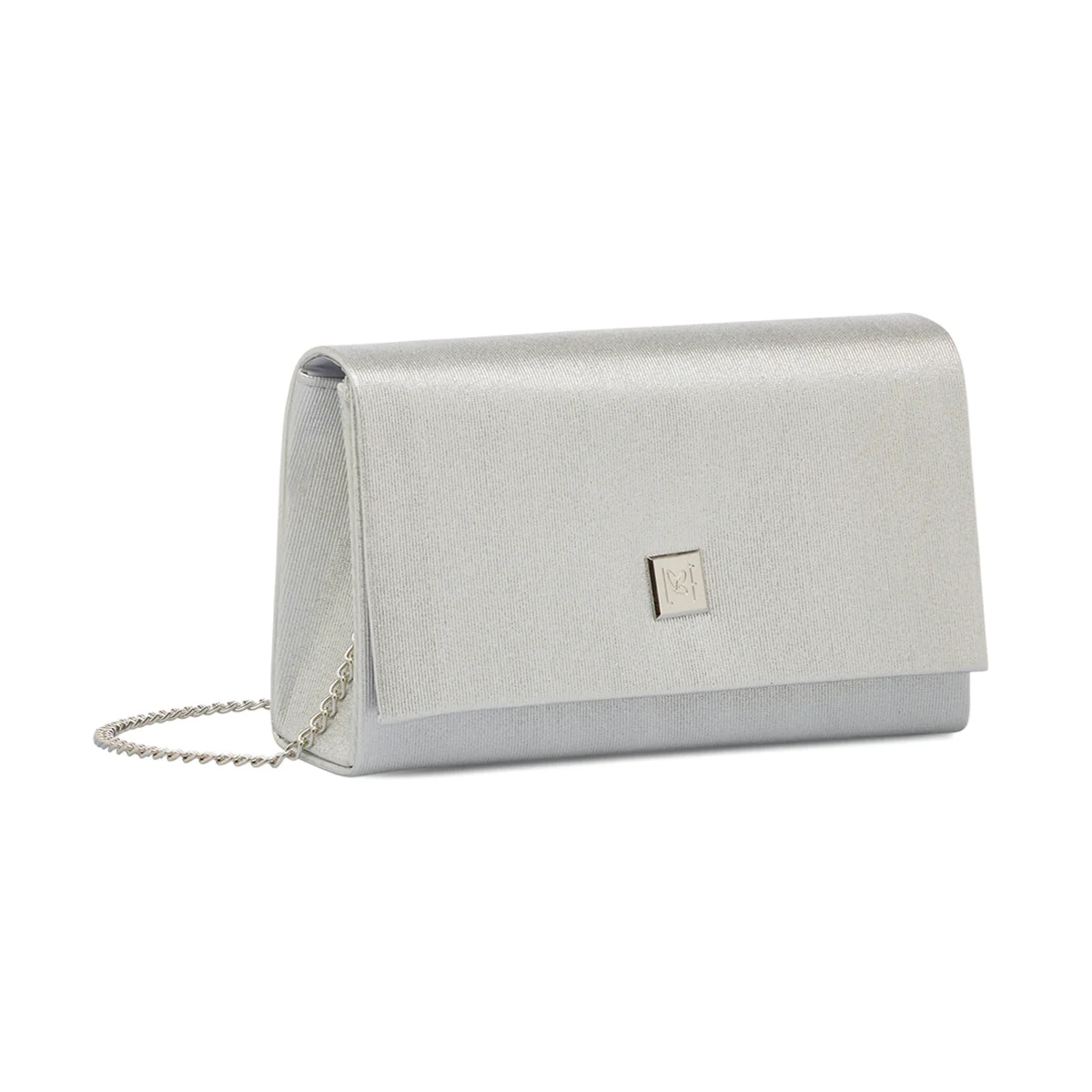 Pochette da donna argento con glitter e con logo Lora Ferres