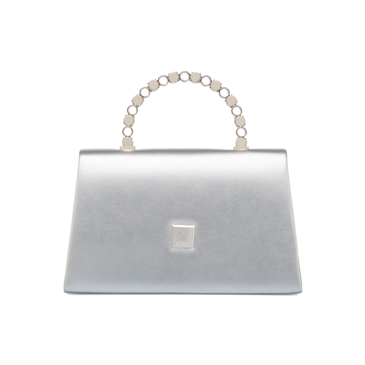 Pochette da donna argento con manico in metallo decorato con strass Lora Ferres - Image 3
