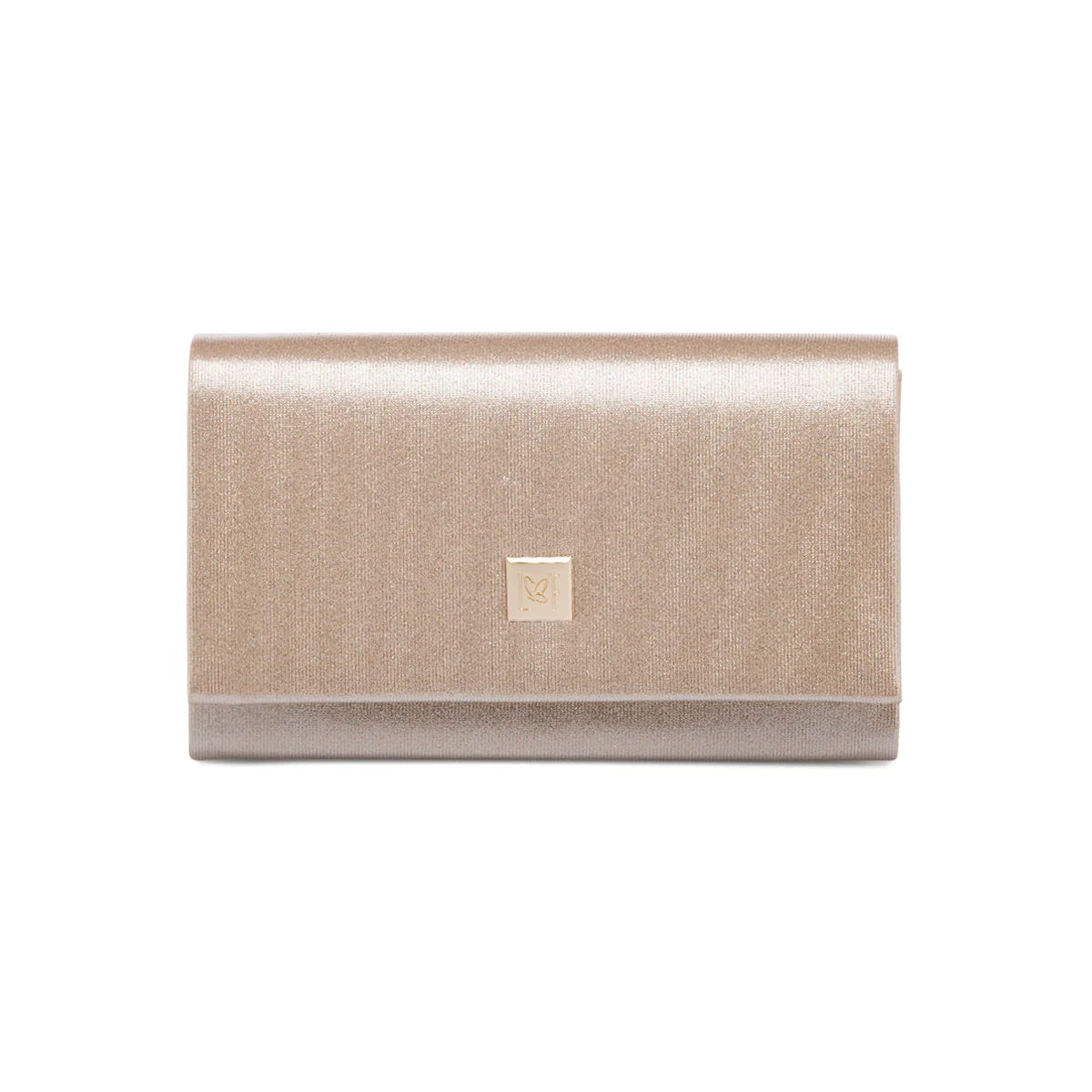Pochette da donna champagne con glitter con logo dorato Lora Ferres - Image 2