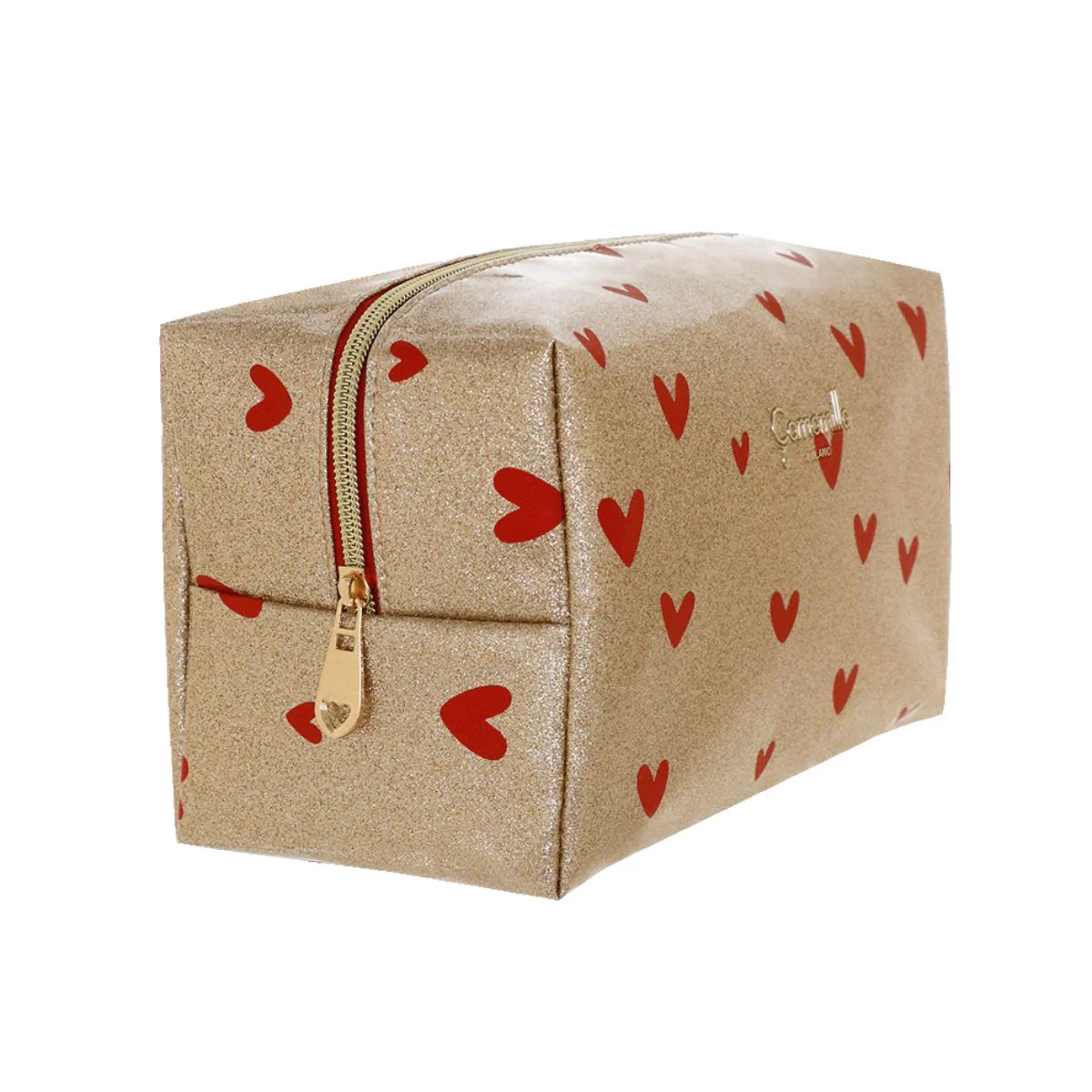 Pochette da donna dorata con stampa a cuori rossi Camomilla Milano - Image 2