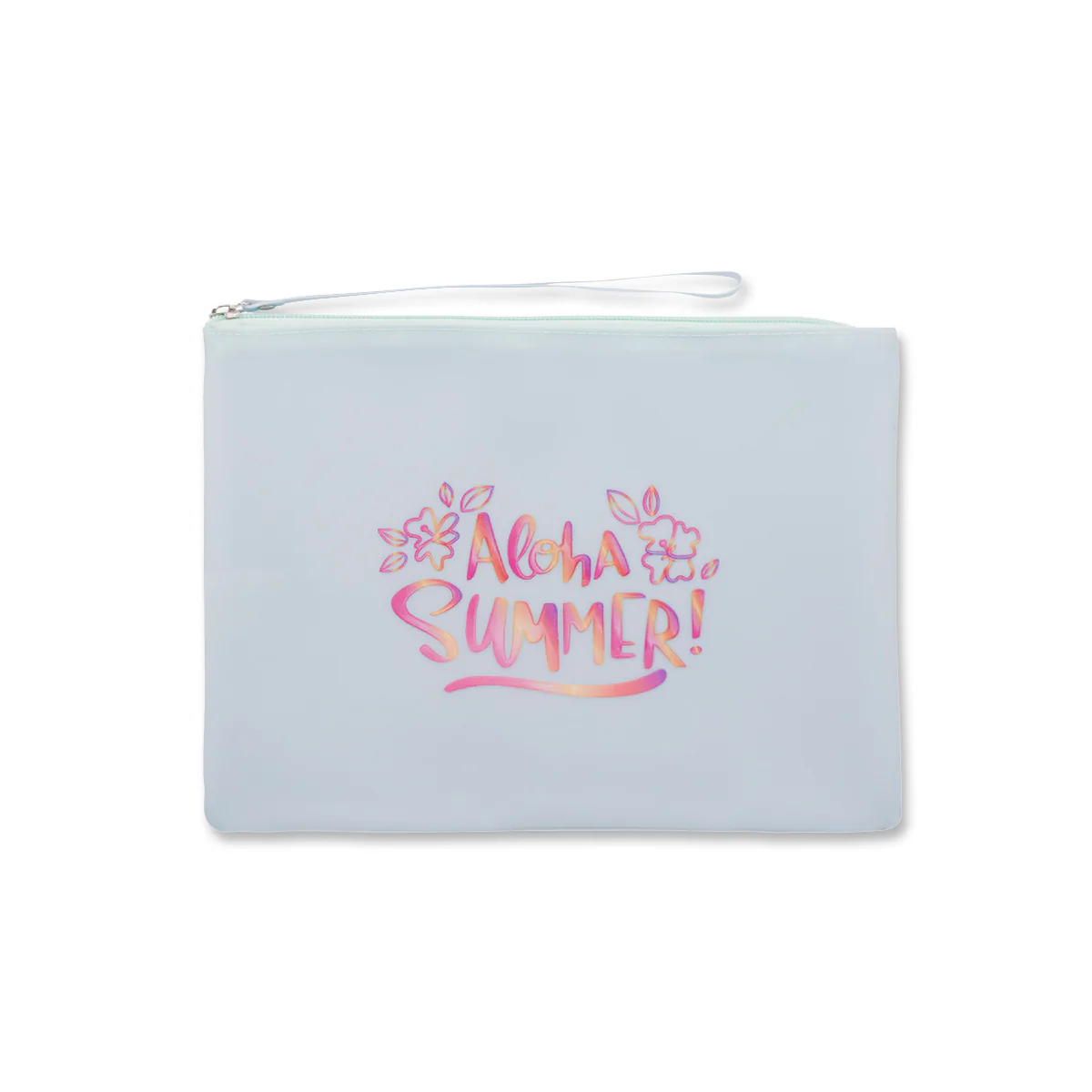 Pochette da mare donna azzurra con scritta "Aloha Summer" Lora Ferres
