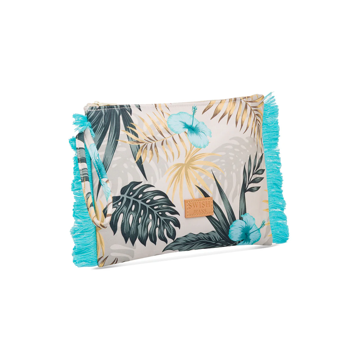 Pochette da mare donna fantasia fiori e foglie rosa e verde Swish Jeans - Image 4