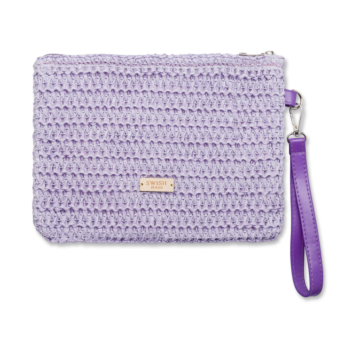 Pochette da mare donna lilla effetto paglia con scritta viola "Summer Time" Swish Jeans - Image 2
