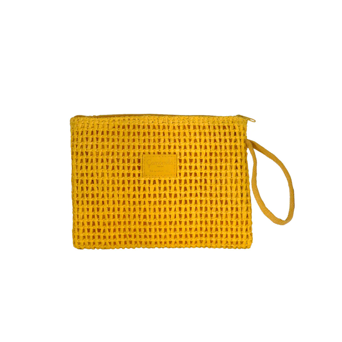 Pochette da mare effetto Rafia gialla da Donna con cinturino da polso Camomilla Milano - Image 4