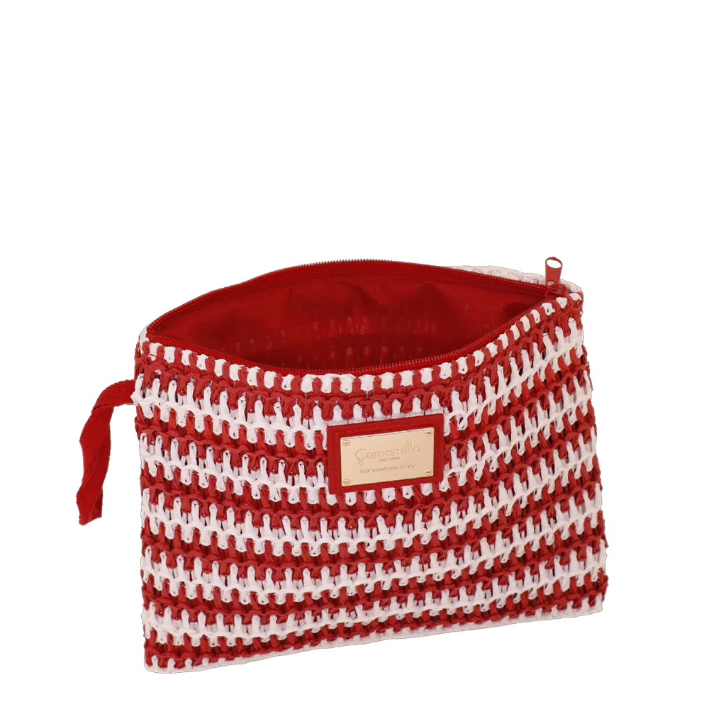 Pochette mare da Donna bianco e rossa effetto crochet Camomilla Milano - Image 2