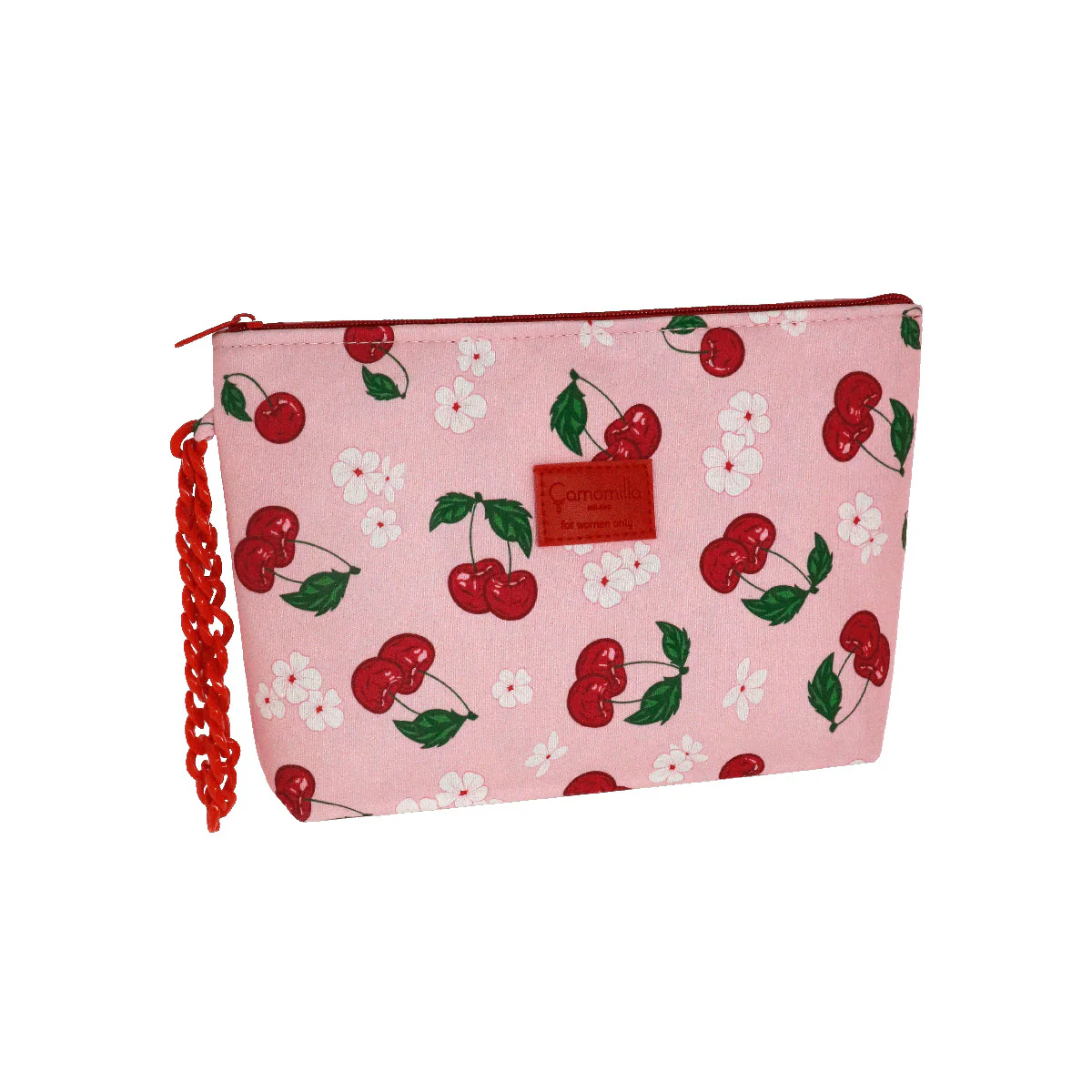 Pochette rosa con ciliegie e catena da Donna Camomilla Milano
