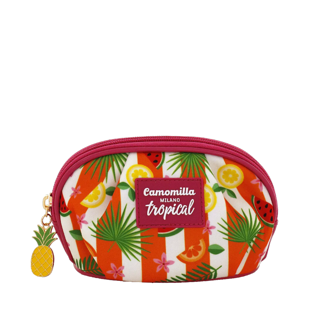 Pochettina mare fucsia con stampa tropicale e charm Camomilla Milano