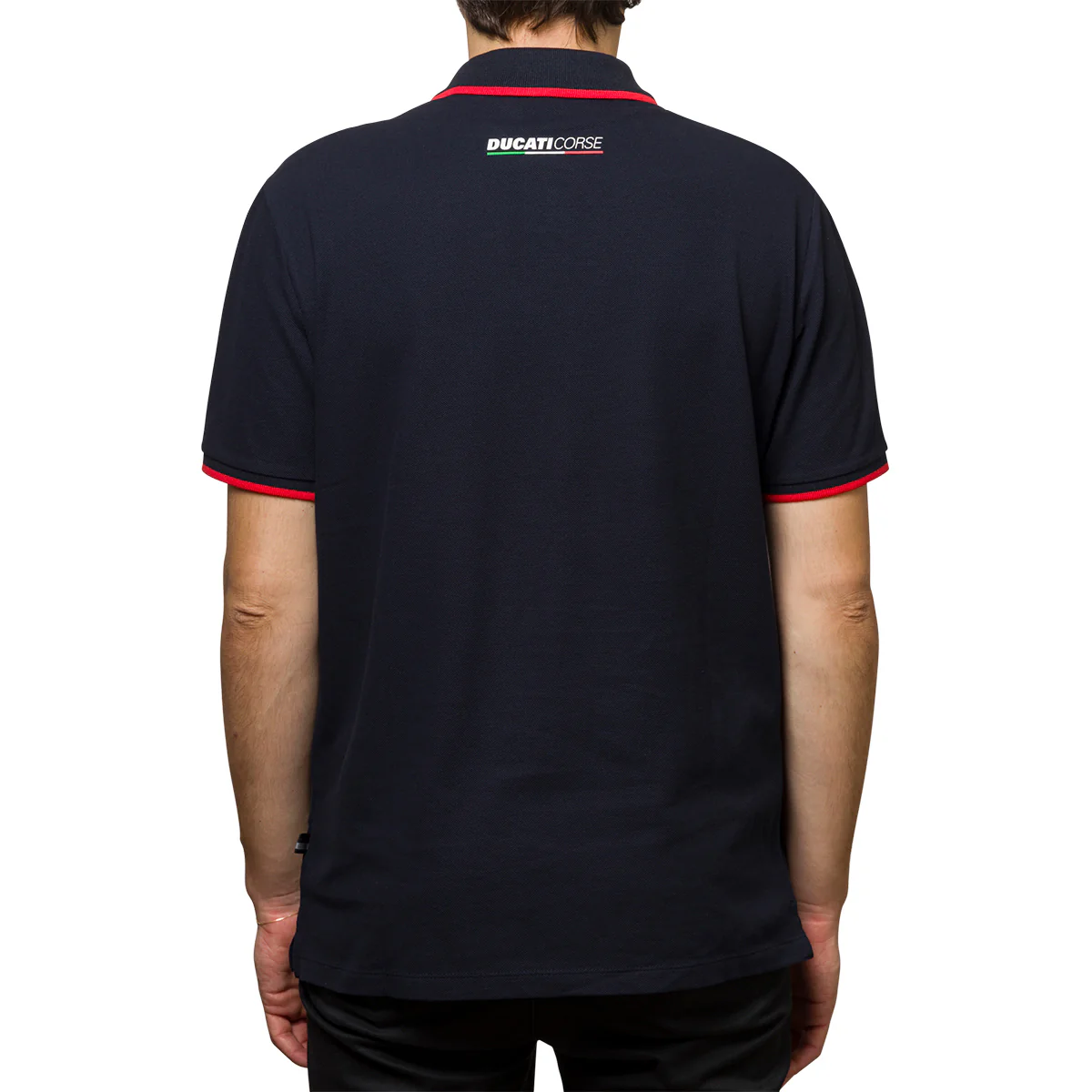 Polo a maniche corte blu da uomo con logo sul petto Ducati Corse - Image 2