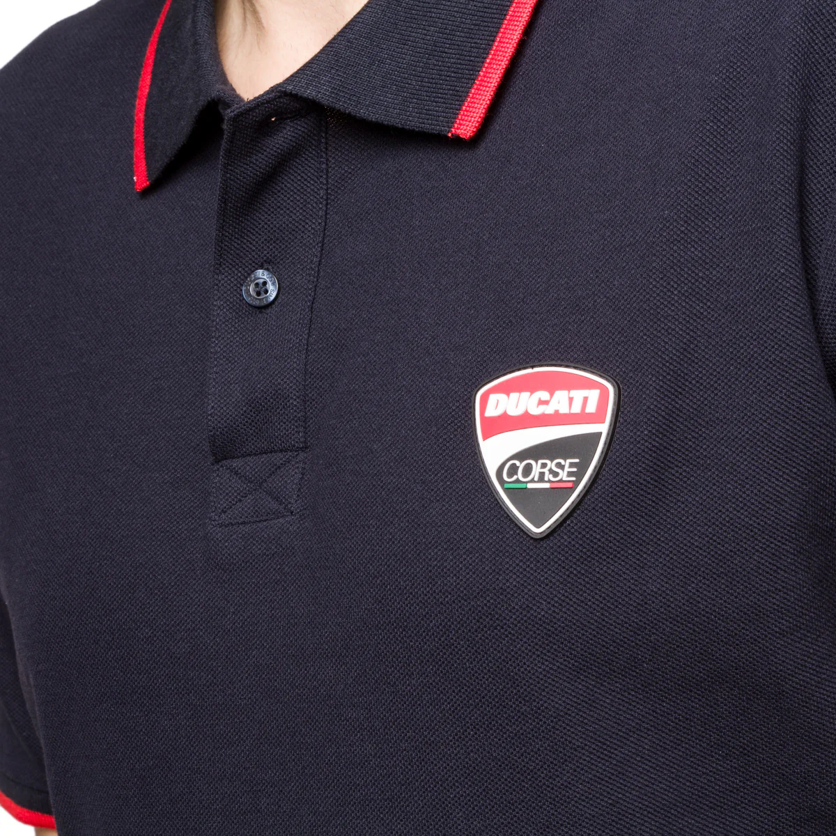 Polo a maniche corte blu da uomo con logo sul petto Ducati Corse - Image 3
