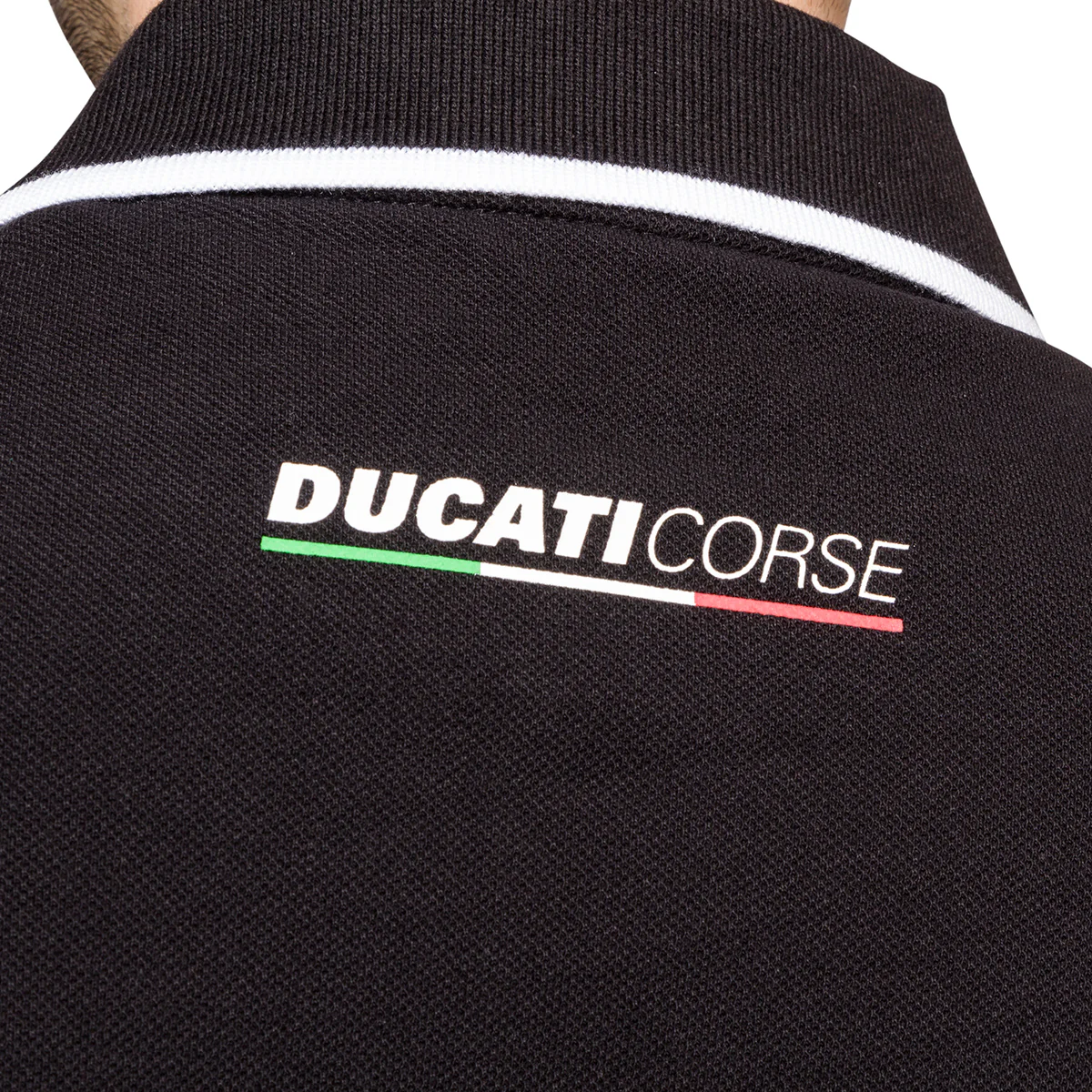 Polo a maniche corte nera da uomo con logo sul petto Ducati Corse - Image 3