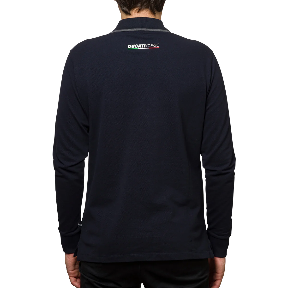 Polo a maniche lunghe blu da uomo con logo sul petto Ducati Corse - Image 2