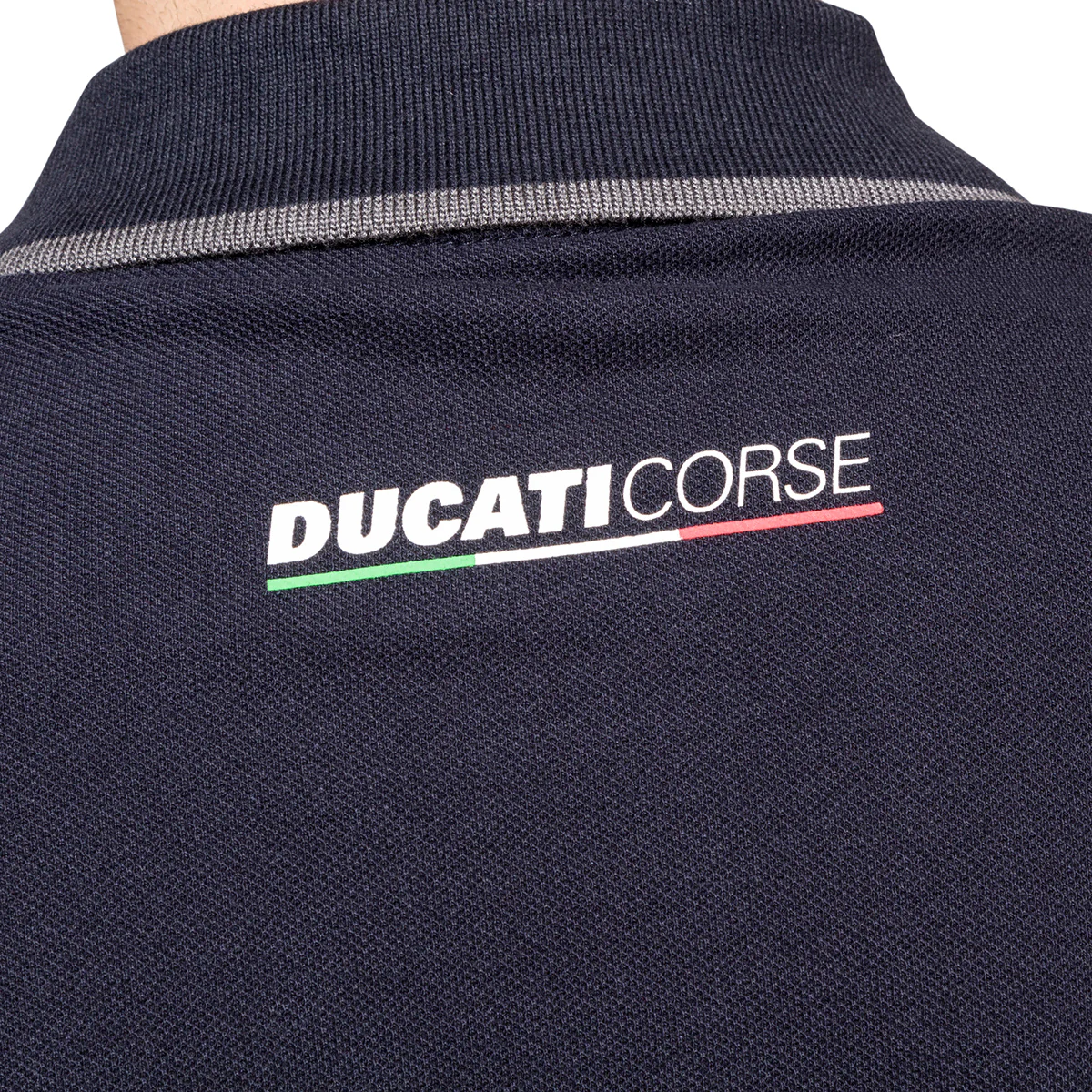 Polo a maniche lunghe blu da uomo con logo sul petto Ducati Corse - Image 4