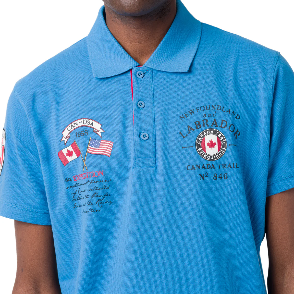 Polo Azzurra da Uomo in Cotone con Ricami e dettagli Canada Trail - Image 3