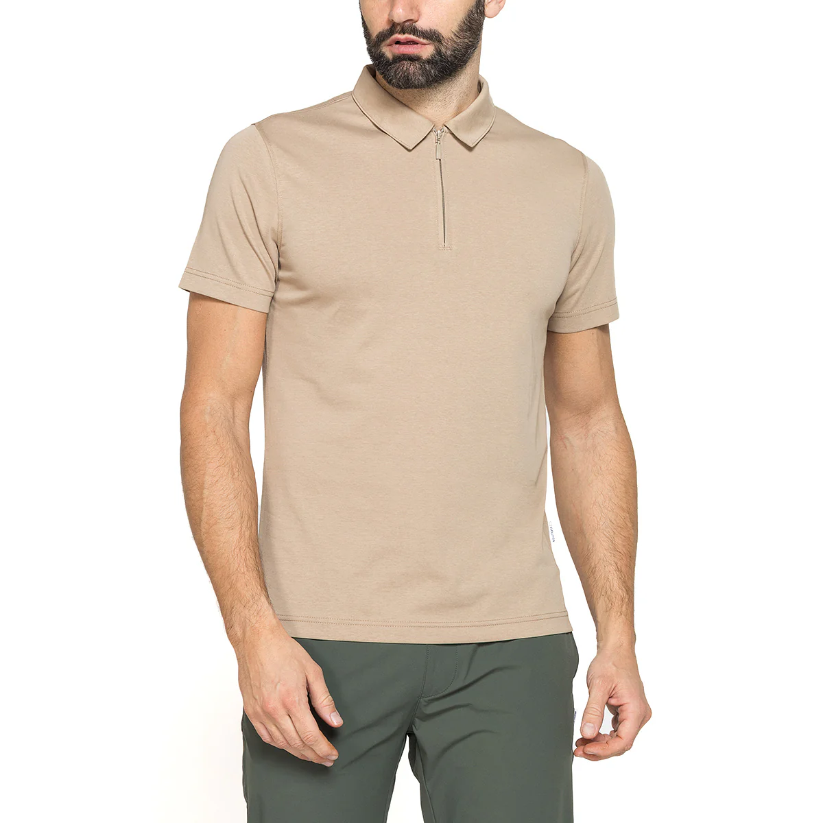 Polo beige da Uomo a maniche corte con chiusura a zip Carrera Jeans