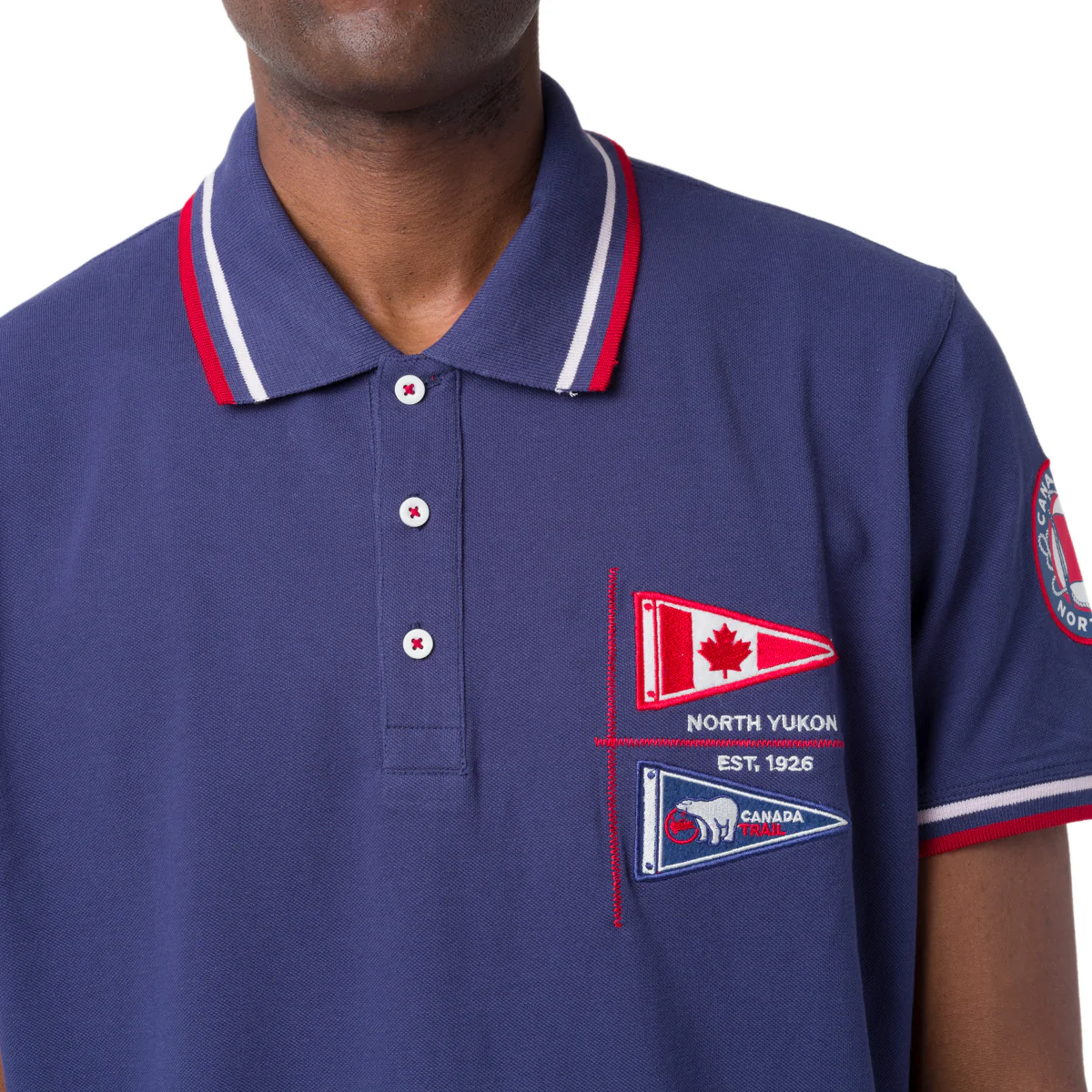 Polo blu da Uomo con dettagli frontali ricamati Canada Trail - Image 3