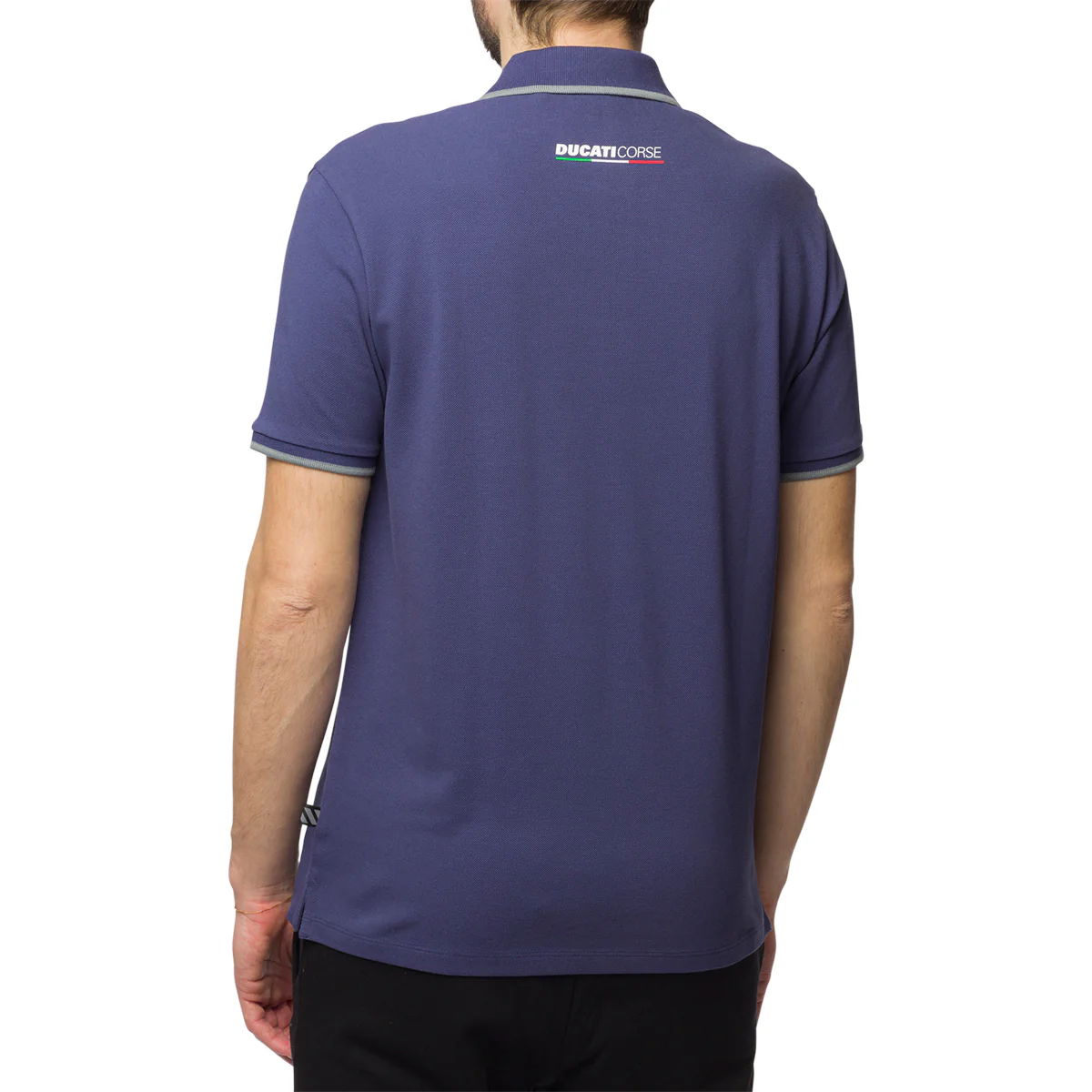 Polo blu da uomo con logo sul petto Ducati Corse Agar Rev - Image 2