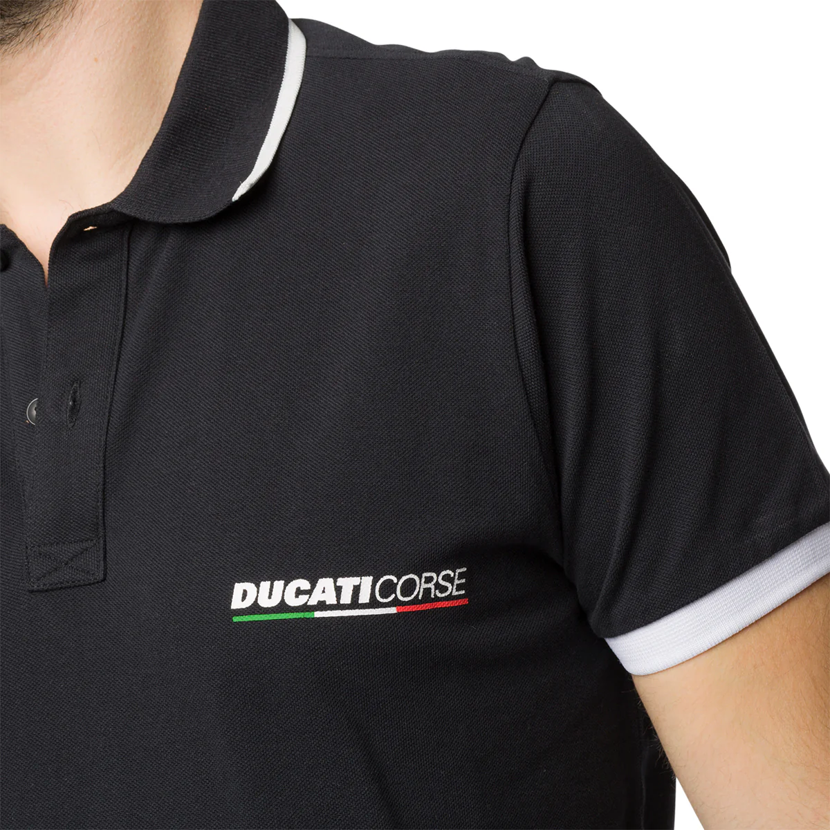 Polo blu navy da uomo con logo sul petto Ducati Corse Piquet Side - Image 3