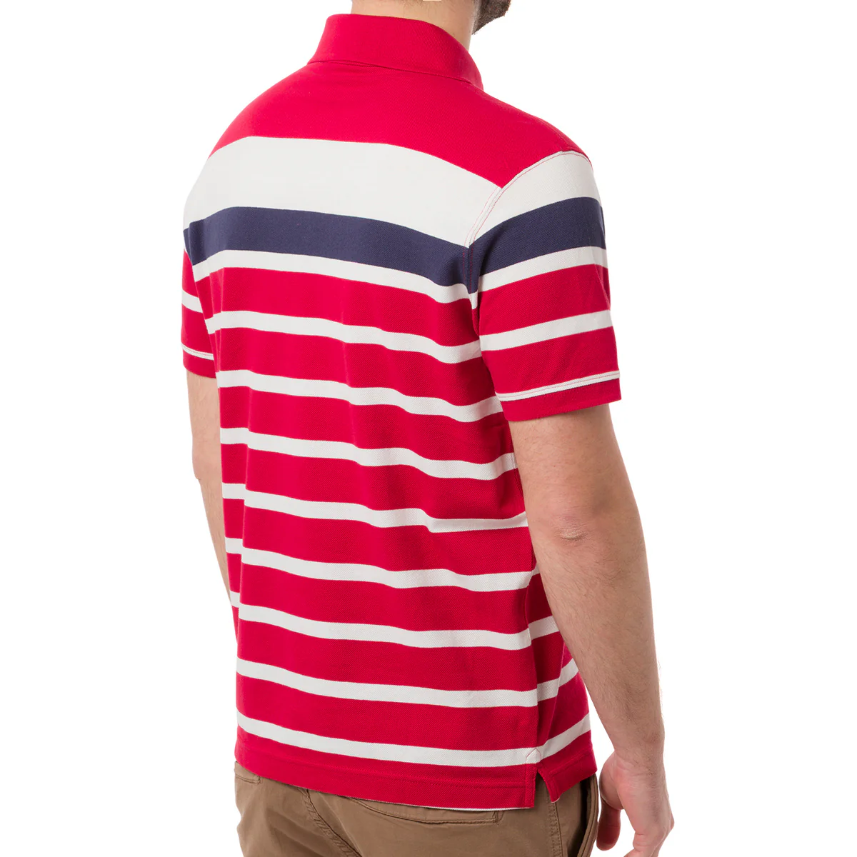 Polo da Uomo a righe rosse e bianche con logo Navy Sail - Image 2