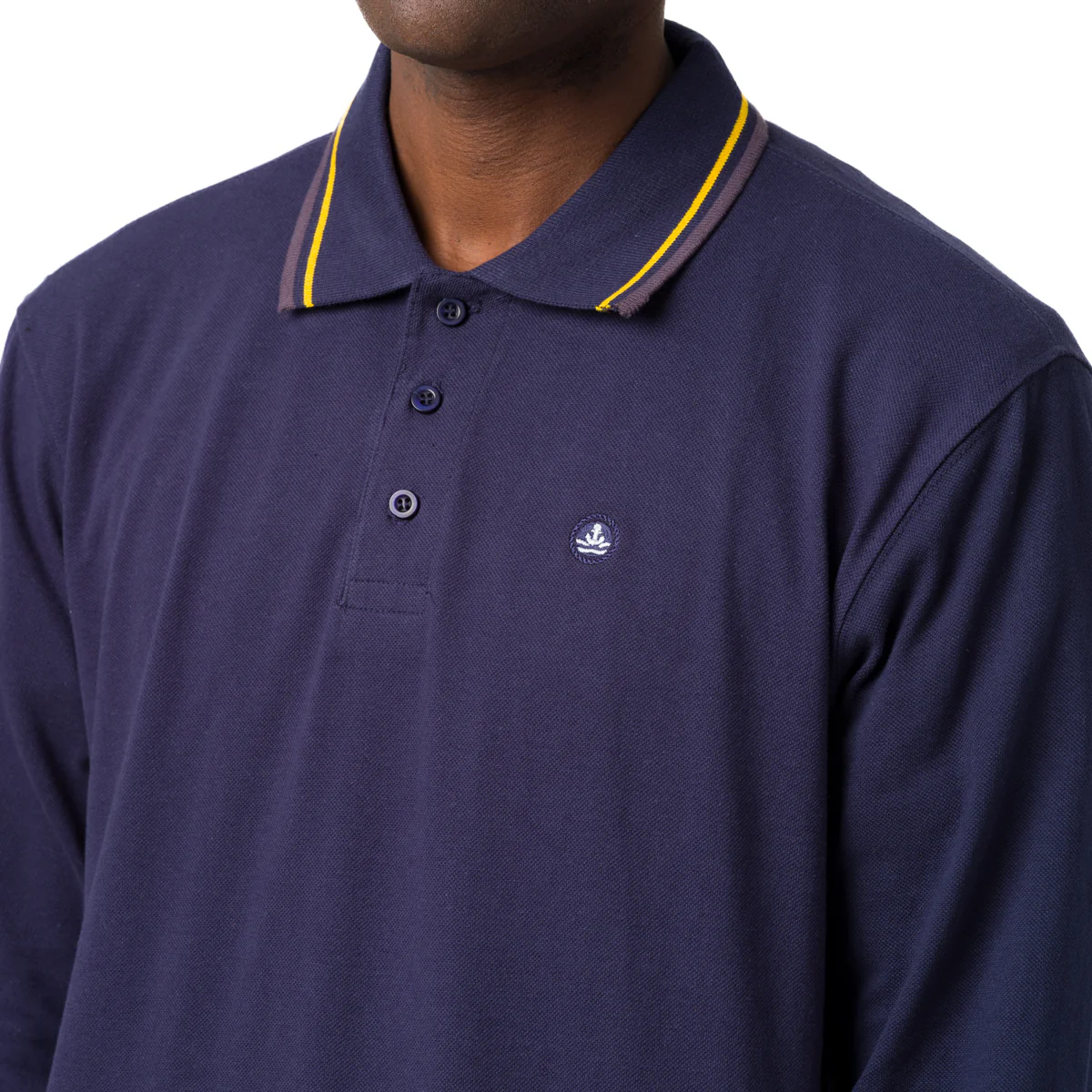Polo da uomo blu con colletto a coste con dettagli gialli Navy Sail - Image 3