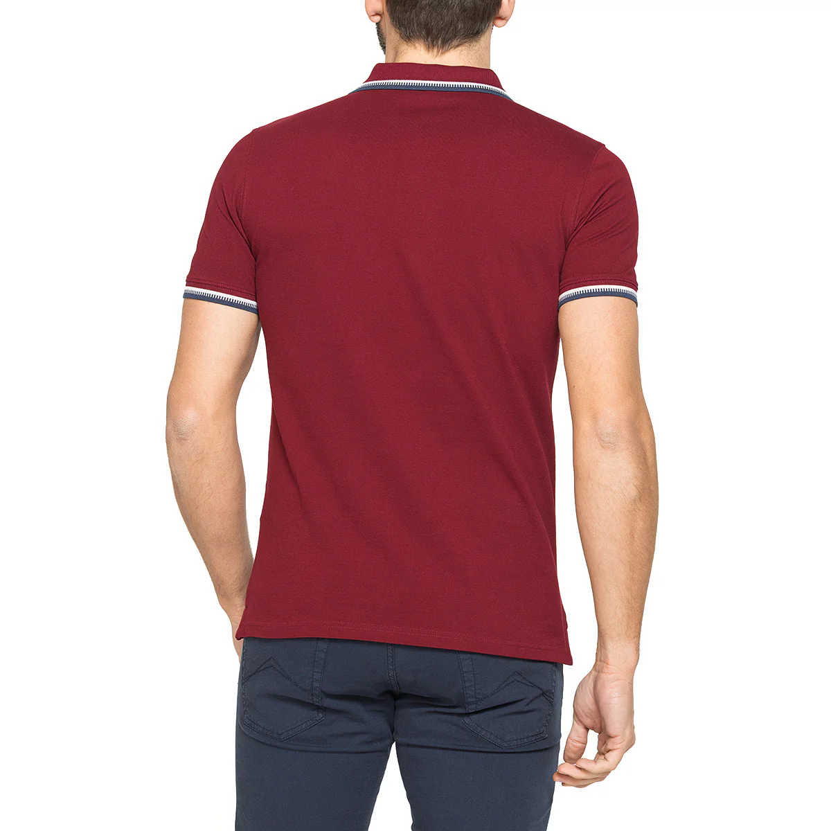 Polo da Uomo bordeaux a maniche corte con profili rigati Carrera Jeans - Image 3