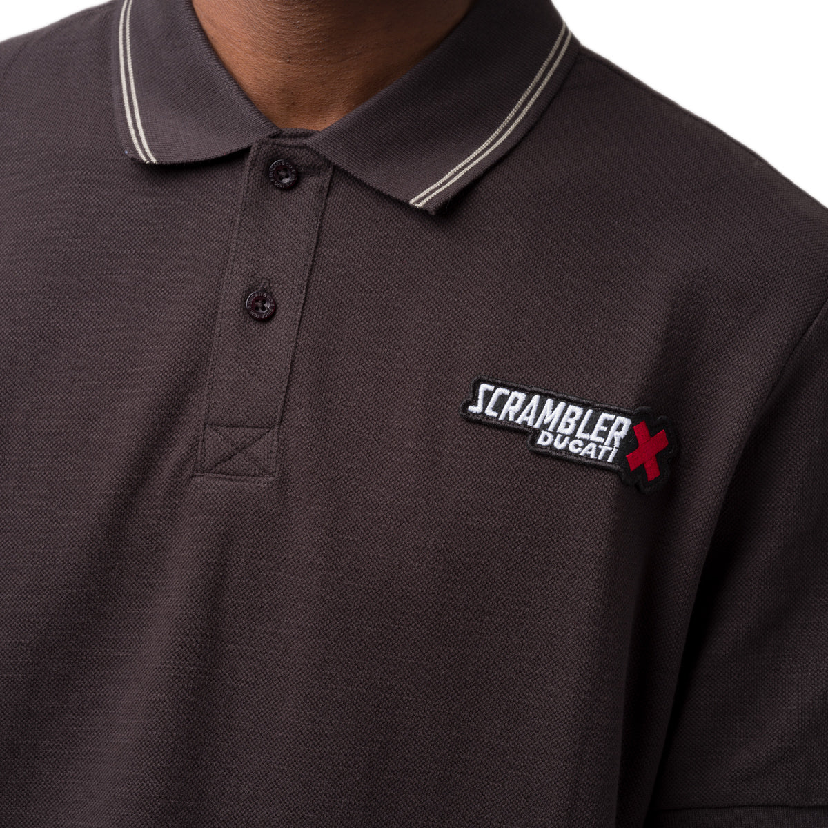 Polo da uomo nera in cotone con logo Ducati Scrambler - Image 3