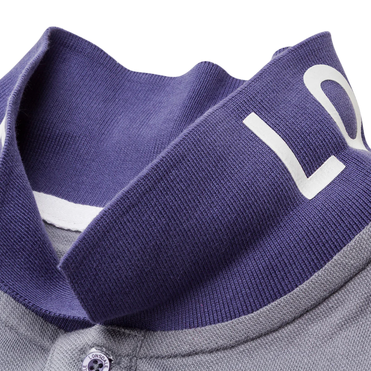 Polo grigia da uomo Lonsdale con inserti blu a contrasto e logo frontale - Image 4