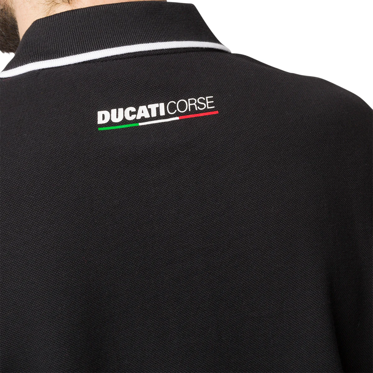 Polo nera da uomo con logo sul petto Ducati Corse Agar - Image 4