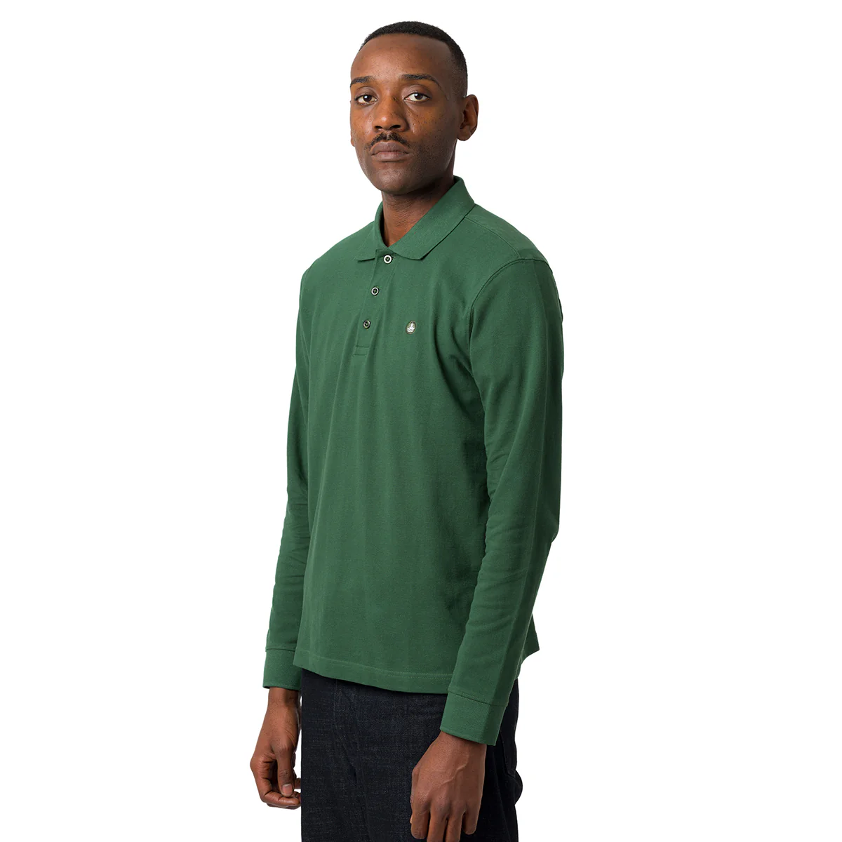 Polo verde da uomo con logo ricamato e rifinitura a coste Navy Sail