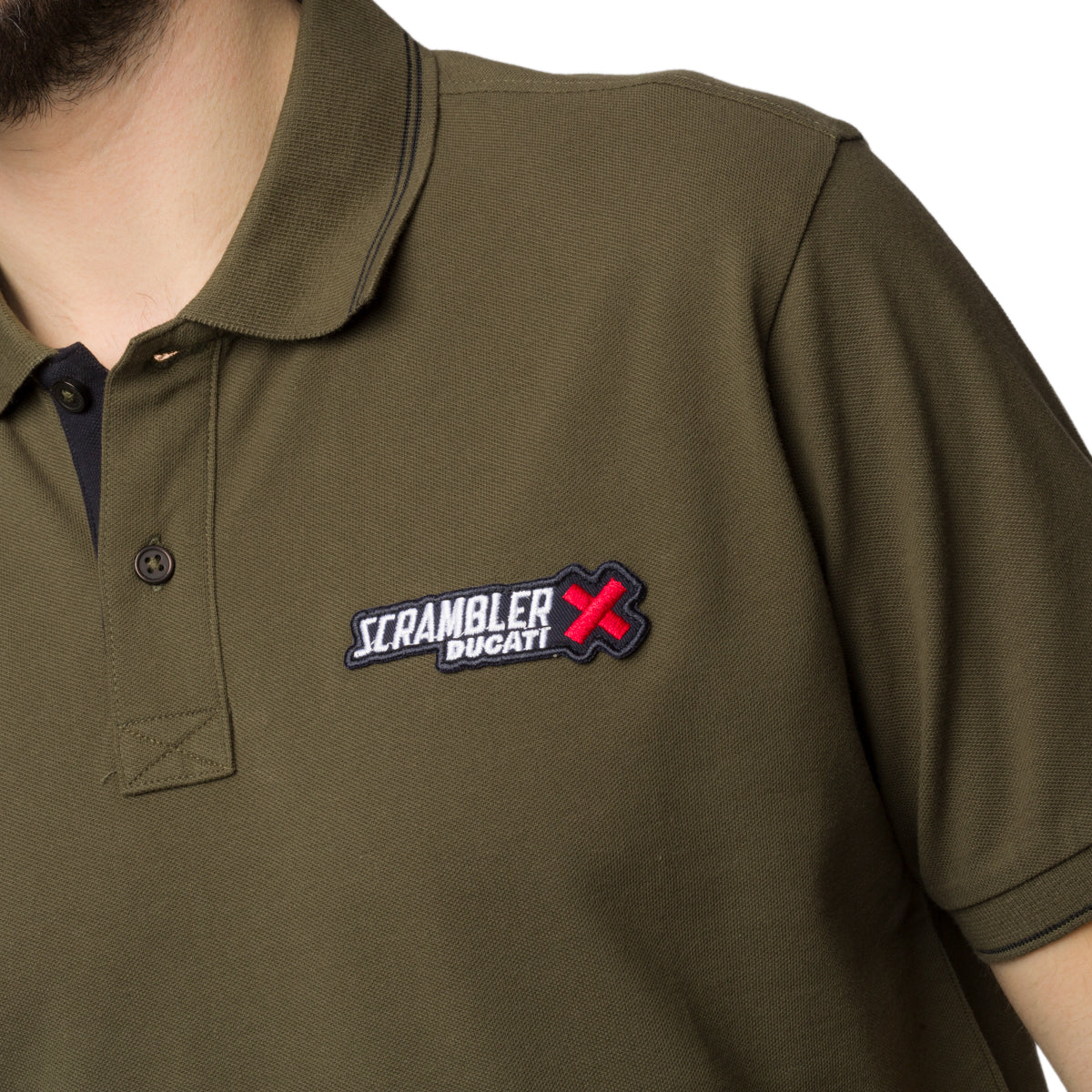 Polo verde da uomo con logo sul petto Scrambler Ducati Piquet X - Image 3