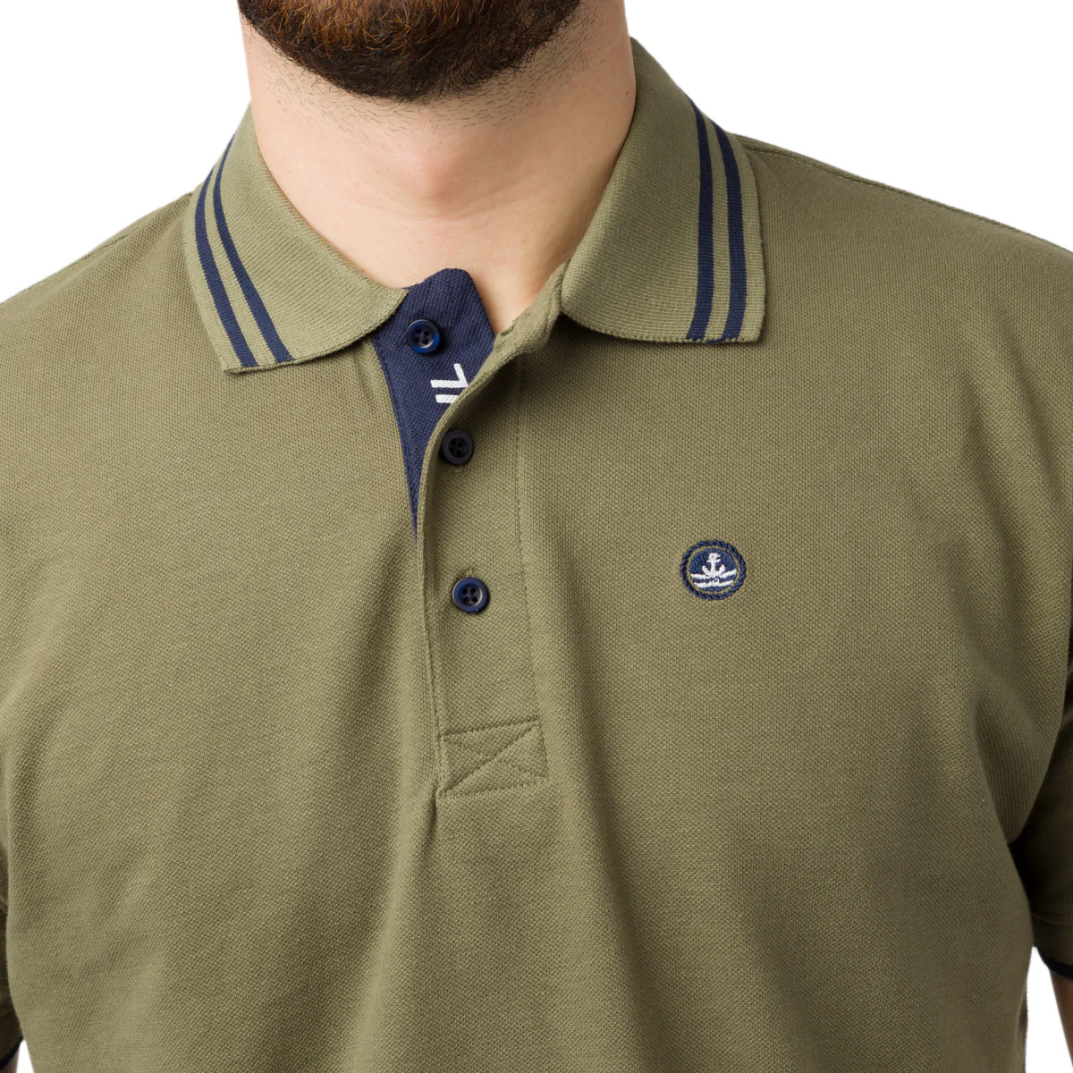 Polo verde militare da Uomo in cotone con logo ricamato Navy Sail - Image 3