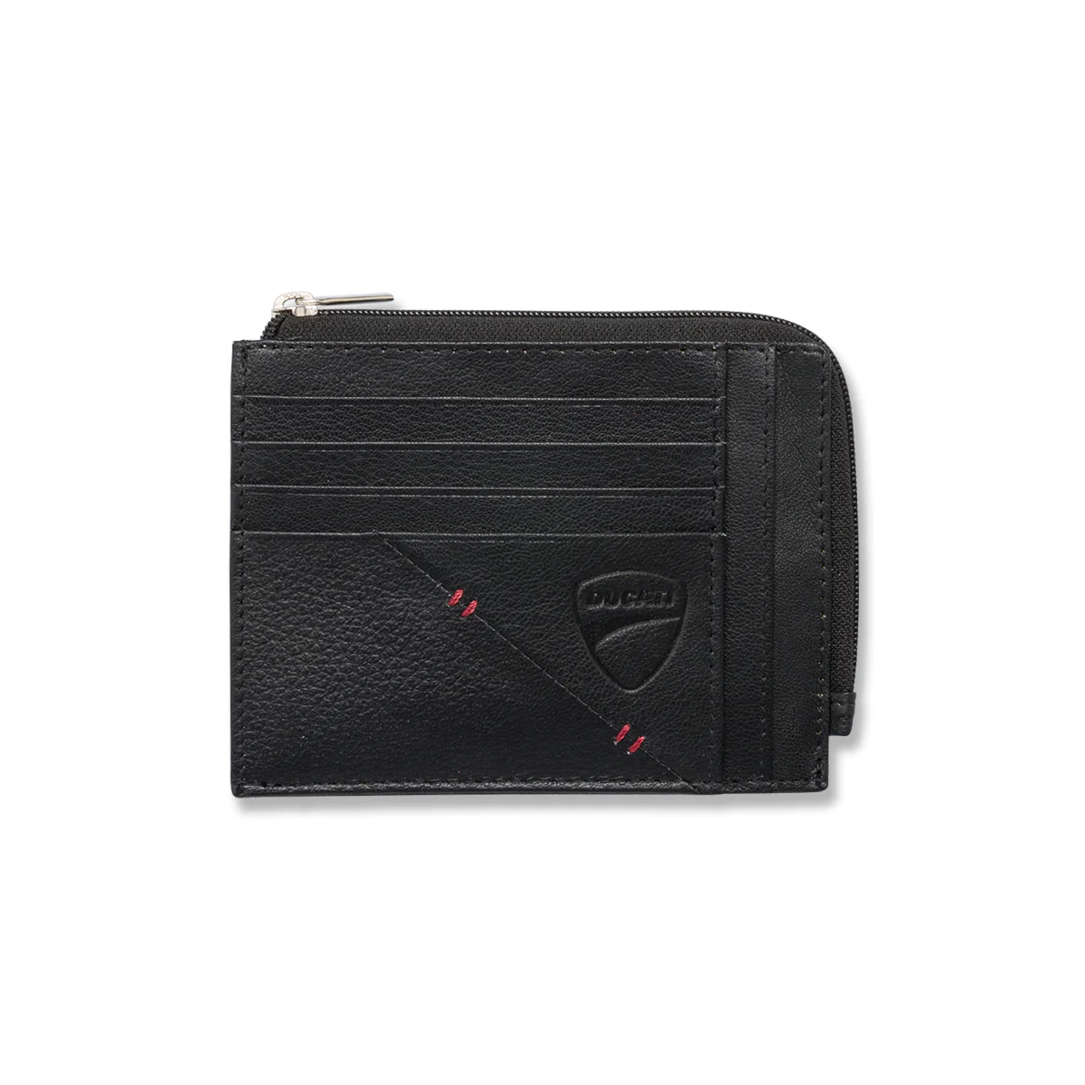 Porta carte di credito nero in pelle da uomo Ducati