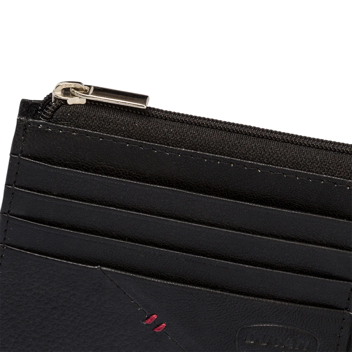 Porta carte di credito nero in pelle da uomo Ducati - Image 3