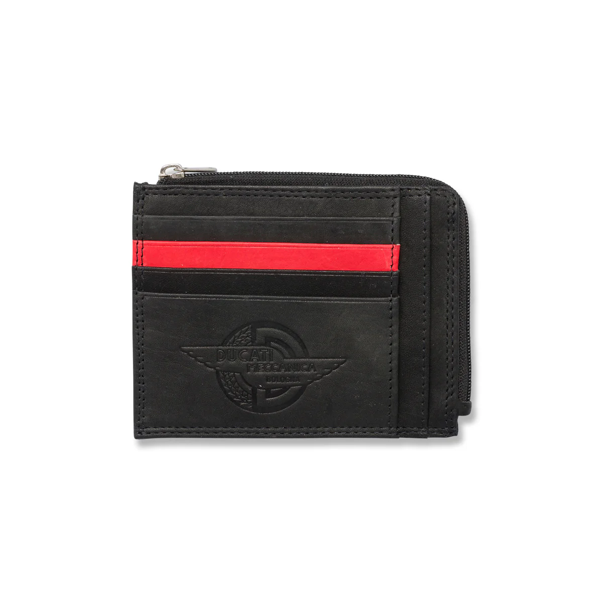 Porta carte di credito nero in pelle da uomo Ducati